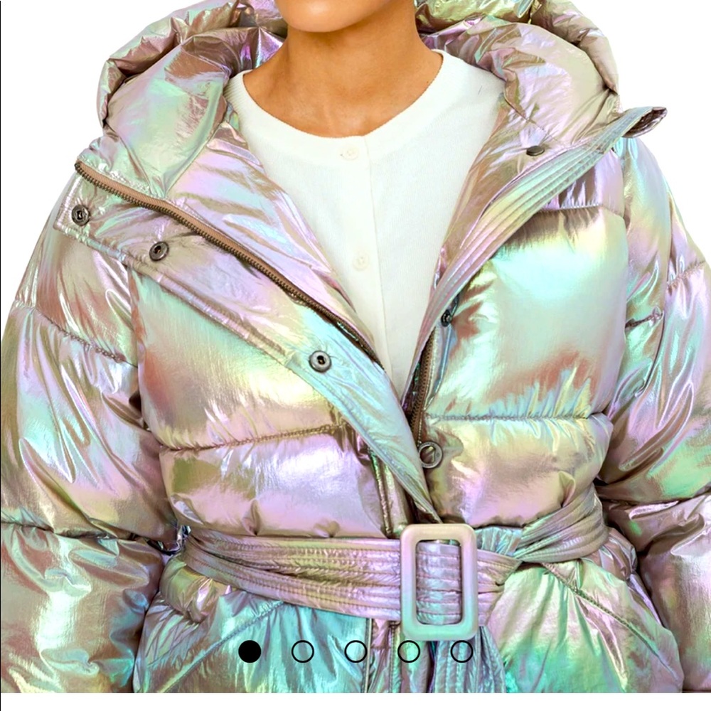 Noize Holographic Iridescent Winter Coat XXL Vegan Puffer